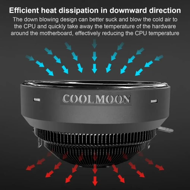 COOLMOON CPU Cooler Desktop Computer Auto Color Change Multi-Platform Mute Cooling Fan(Colorful Fine Aperture) - Fan Cooling by COOLMOON | Online Shopping UK | buy2fix