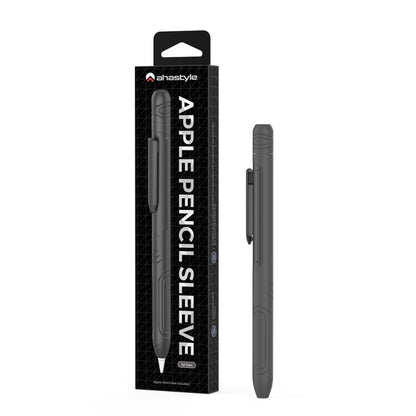 For Apple Pencil 1 AhaStyle PT141 Triple Defense Pen Clip Silicone Protective Case(Black) - Pencil Accessories by AhaStyle | Online Shopping UK | buy2fix