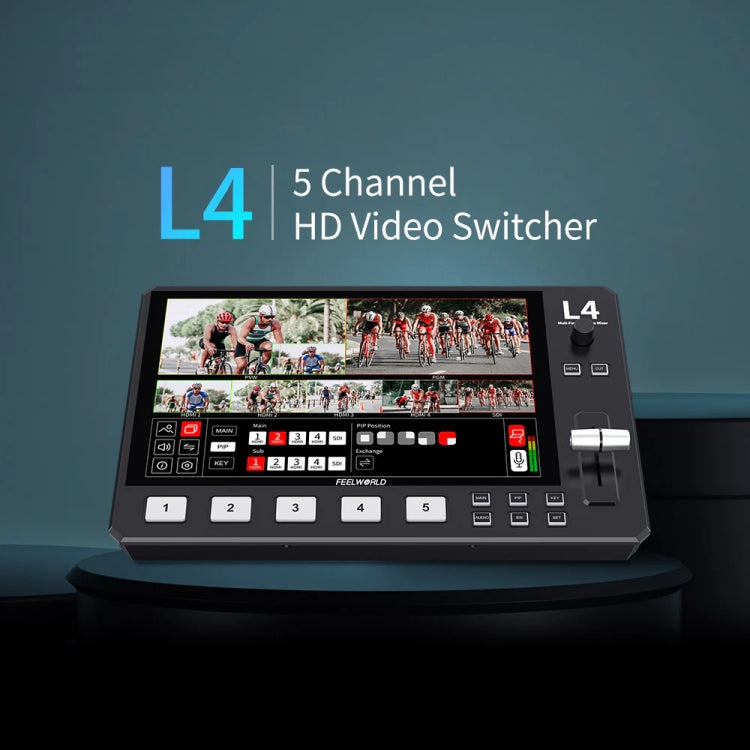 FEELWORLD L4 Multi-Camera Video Mixer Switcher 10.1" Touch Screen USB 3.0 Fast Streaming(EU Plug) - On-camera Monitors by FEELWORLD | Online Shopping UK | buy2fix