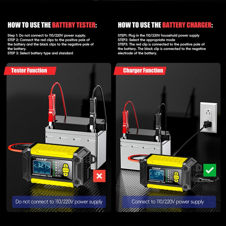 FOXSUR Cars Motorcycles 12V Lithium Cattery Charger With Battery Detection(UK Plug) - Battery Charger by FOXSUR | Online Shopping UK | buy2fix