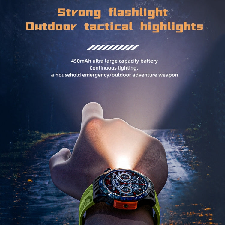 LOKMAT ZEUS6 PRO 1.46-Inch IP68 Waterproof SOS Flashlight Bluetooth Smart Watch(Yellow Green) - Smart Watches by LOKMAT | Online Shopping UK | buy2fix