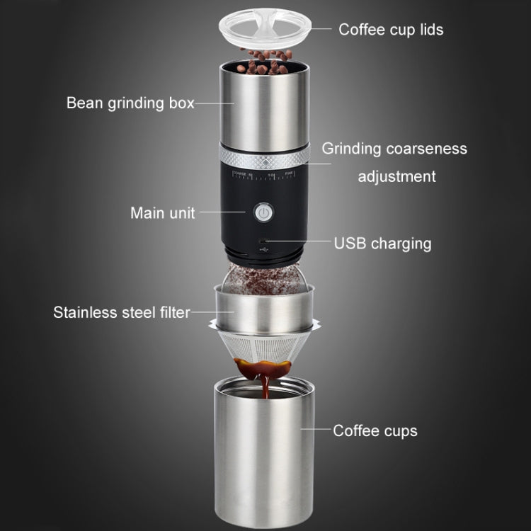 USB Electrical Bean Grinding Brewing Filter 3 in 1 Coffee Mug Portable Automatic Coffee Grinder(White) - Coffee Tools by buy2fix | Online Shopping UK | buy2fix