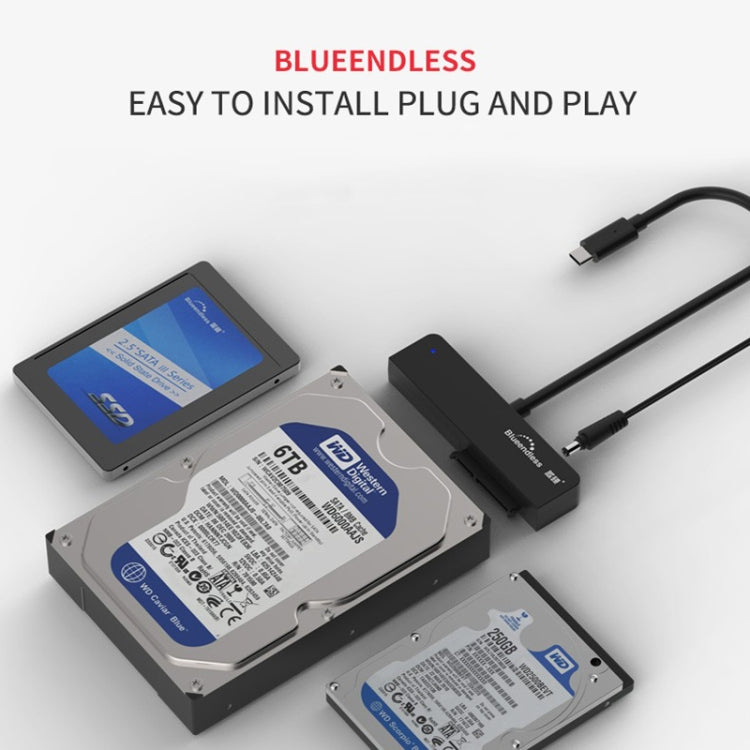 Blueendless US35 USB3.0 To SATA Adapter 2.5 / 3.5-Inch Hard Drive SSD Reader, Spec: Type-C 12V2A - USB to IDE / SATA by Blueendless | Online Shopping UK | buy2fix