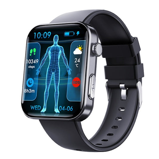 F300  2.1-Inch Screen Smart Watch Supports Bluetooth Calls/ECG/Blood Composition Analysis/50+ Sports Modes, Color: Black Silicone - Smart Watches by buy2fix | Online Shopping UK | buy2fix