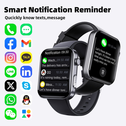 F300  2.1-Inch Screen Smart Watch Supports Bluetooth Calls/ECG/Blood Composition Analysis/50+ Sports Modes, Color: Black Gray Silicone - Smart Watches by buy2fix | Online Shopping UK | buy2fix