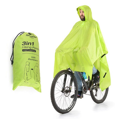 Naturehike 210T Plaid Outdoor Rain Poncho 3 In 1 Canopy Riding Travel Portable Backpacking Raincoat(Green) - Raincoats by Naturehike | Online Shopping UK | buy2fix