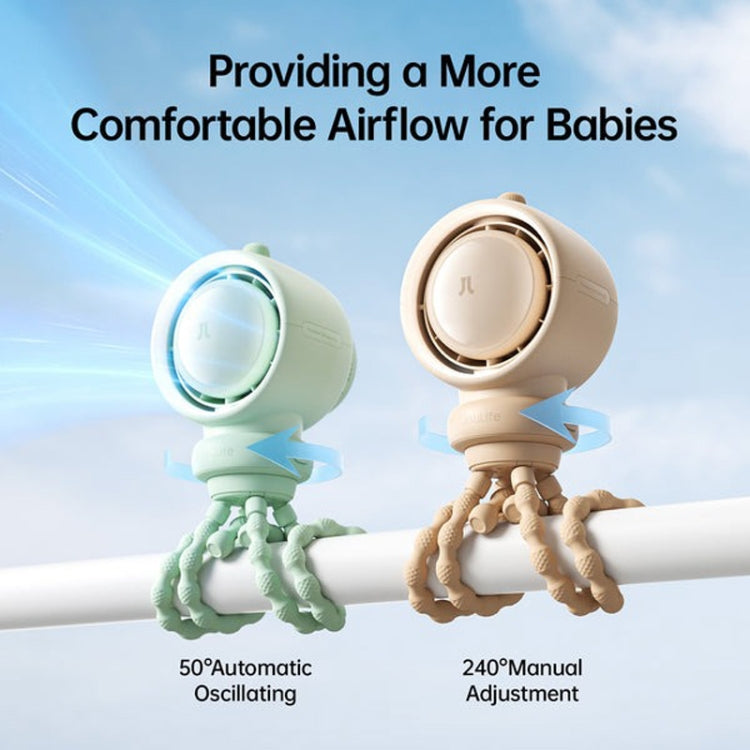 JisuLife Stroller Fan Life2S High Speed Energy Saving Stroller Mini Fan Octopus Bladeless Swingable Head Air Purifying Fan(Mint Green) - Electric Fans by JisuLife | Online Shopping UK | buy2fix