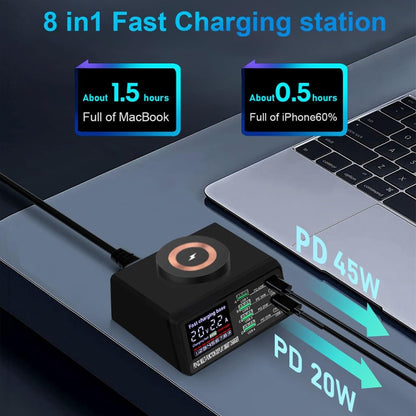 X9M 9-in-1 110W USB+PD Smart Multi-ports QI Magnetic Wireless Charger, Spec: Black US Plug - Multifunction Charger by buy2fix | Online Shopping UK | buy2fix