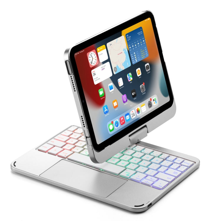 For iPad Mini 6 Tablet Bluetooth Keyboard With Backlight 360 Degree Rotation(Silver) - For iPad mini by buy2fix | Online Shopping UK | buy2fix