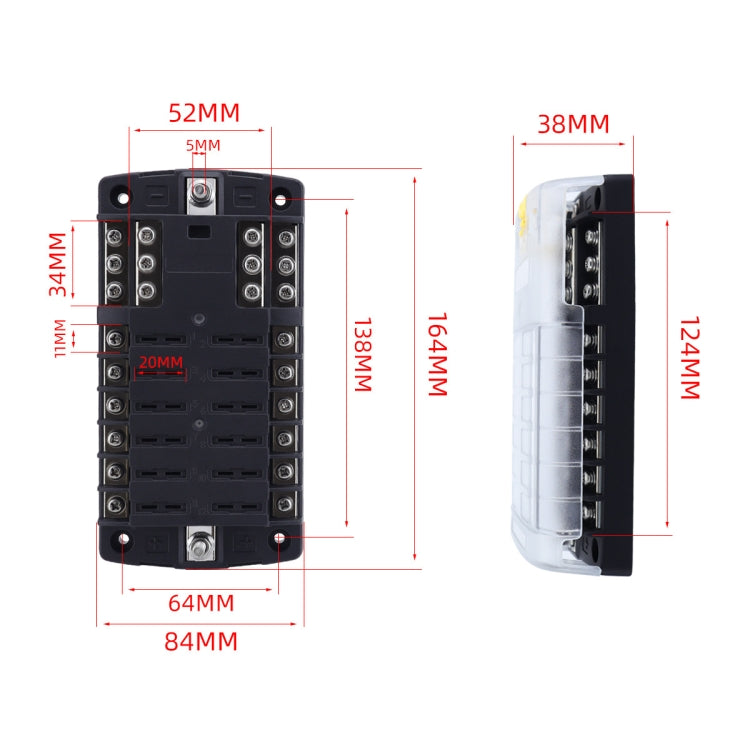 RV Yacht 12-way LED Insulated Flame-retardant Fuse Holder Box with Wire(Configuration 4) - Fuse by buy2fix | Online Shopping UK | buy2fix