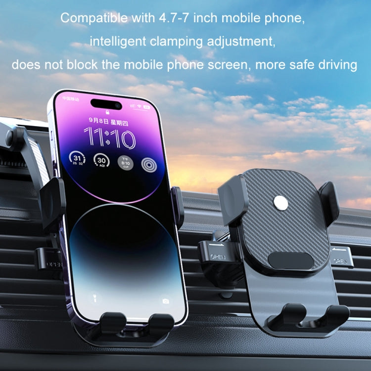 Car Suction Cup Dashboard Automatic Lock Mobile Phone Holder, Style: Brushed Waterfall Base - Car Holders by buy2fix | Online Shopping UK | buy2fix