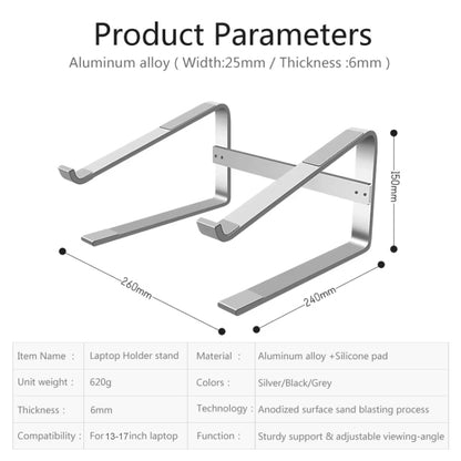 Desktop Aluminum Alloy Heightened Heat Dissipation Laptops Stand(Black) - Laptop Stand by buy2fix | Online Shopping UK | buy2fix