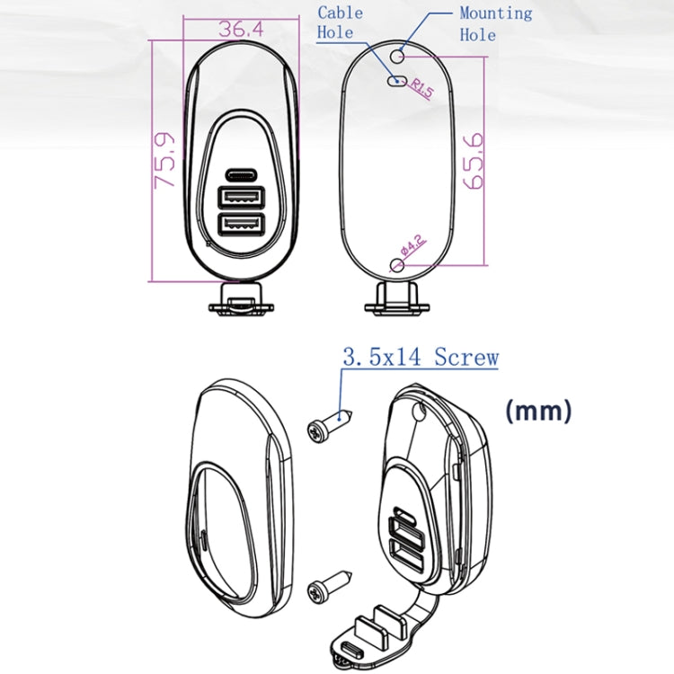 12-24V Bus Handlebar Installed USB Fast Charging Charger, Specifications: 2U+C 2.1A+2.1A+2.1A - DIY Modified Charger by buy2fix | Online Shopping UK | buy2fix