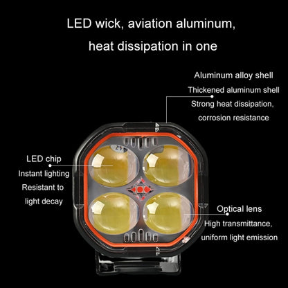 LED Motorcycle Spotlight With Red Devil Eye Spotlight High and Low Beam External Headlight - Headlights by buy2fix | Online Shopping UK | buy2fix