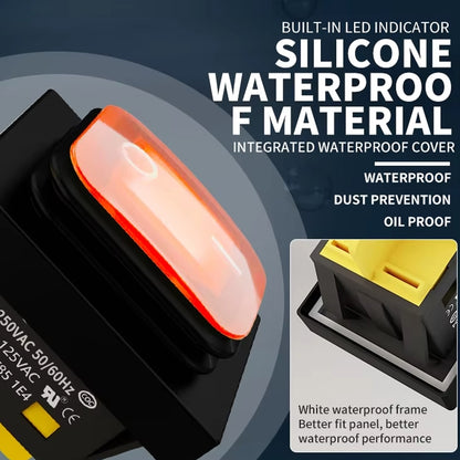 FILN 220V 30A Split Dustproof Boat-type Switch With Light, Specifications: Aluminum 4 Pin 2 Gear Red Light - Car Switches by FILN | Online Shopping UK | buy2fix