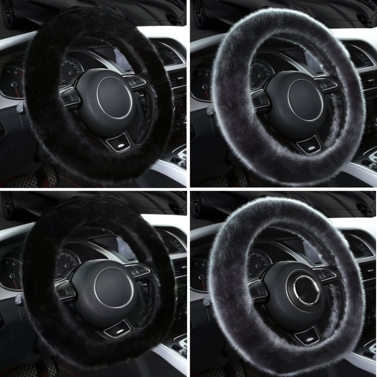 38cm Car Steering Wheel Winter Warm Short Plush Cover(O-type Black) - Steering Wheel Accessories by buy2fix | Online Shopping UK | buy2fix