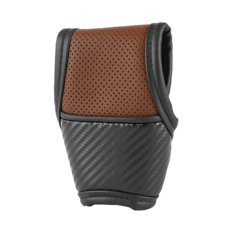 Car Automatic Universal Perforated Breathable Cowhide Side Opening Shift Cover, Style: B-Brown - Shift Knob by buy2fix | Online Shopping UK | buy2fix