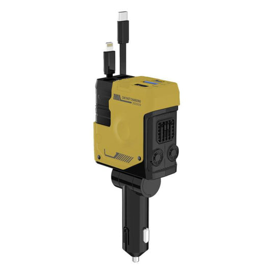 A1 Car 4 In 1 Digital Fast Charger With Retractable Cable(Yellow) - Car Charger by buy2fix | Online Shopping UK | buy2fix