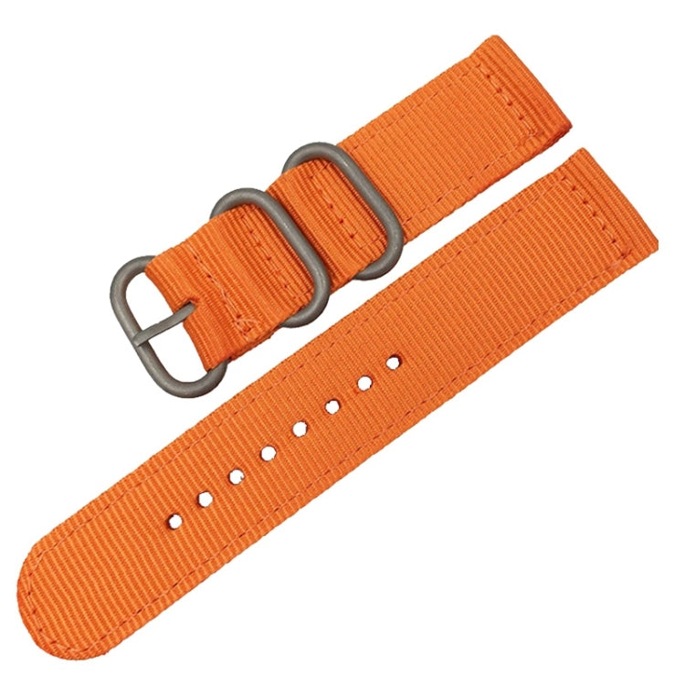 Washable Nylon Canvas Watchband, Band Width:22mm(Orange with Silver Ring Buckle) - Watch Accessories & Parts by buy2fix | Online Shopping UK | buy2fix