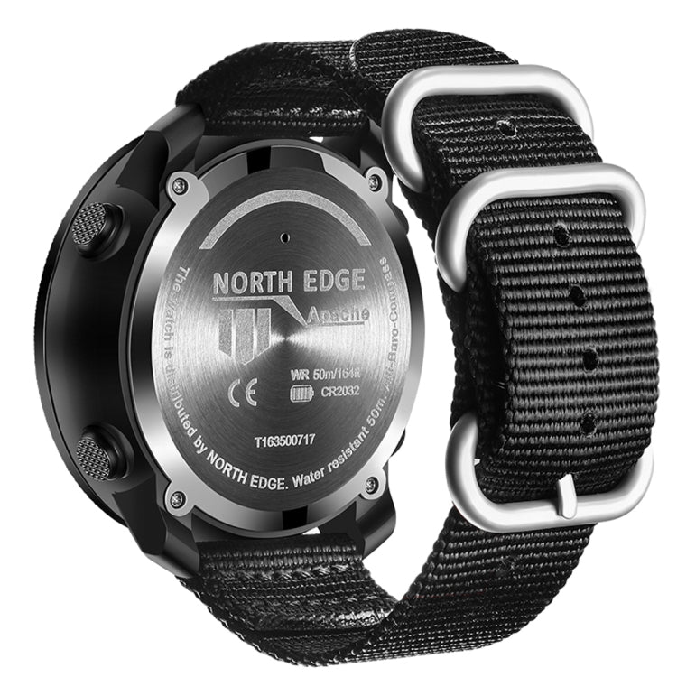 NORTH EDGE Multi-function Waterproof Outdoor Sports Electronic Smart Watch, Support Humidity Measurement / Weather Forecast / Speed Measurement, Style: Nylon Strap(Red) - Nylon Strap Watches by NORTH EDGE | Online Shopping UK | buy2fix