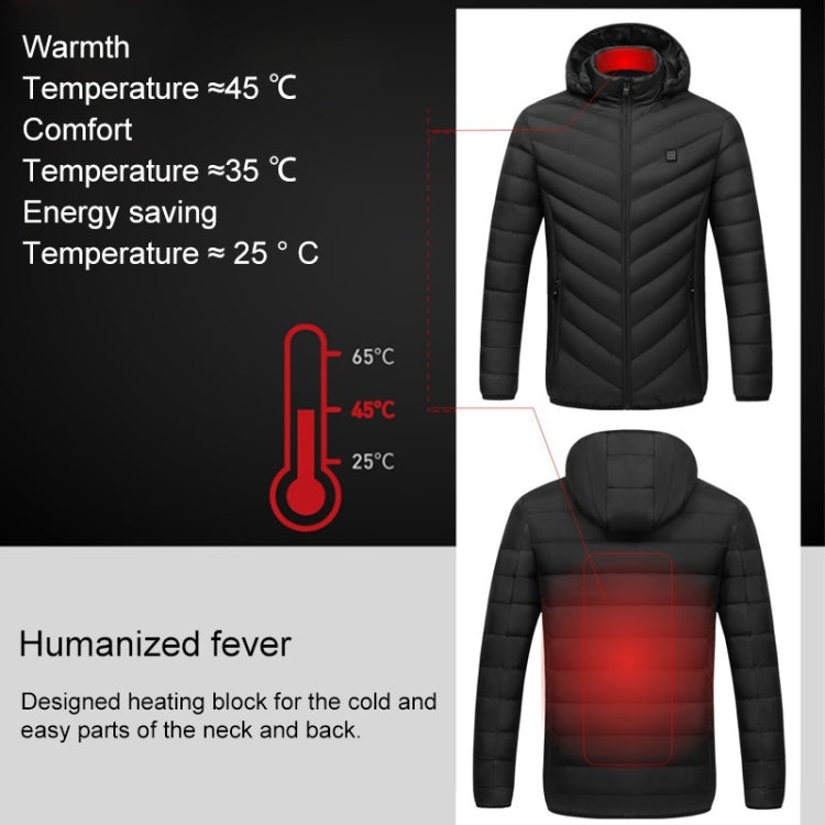 USB Heated Smart Constant Temperature Hooded Warm Coat for Men and Women (Color:Dark Blue Size:XXL) - Down Jackets by buy2fix | Online Shopping UK | buy2fix