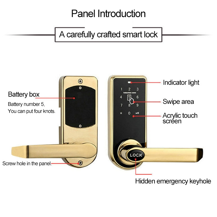 Password + Key + Sensor Card Zinc Alloy Red Bronze Electronic Door Lock Touch Screen Electronic Code Lock - Security by buy2fix | Online Shopping UK | buy2fix