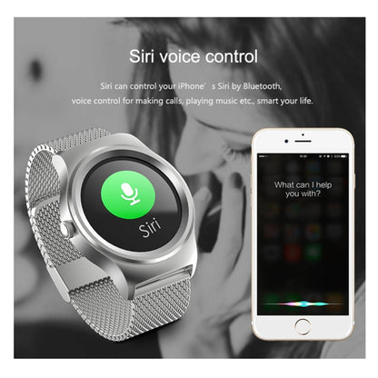 SMA-Round 1.28 inch Color Touch Screen Bluetooth Steel Strap Smart Watch, Waterproof, Support Voice Control / Heart Rate Monitor / Sleep Monitor / Bluetooth Camera, Compatible with Android and iOS System - Smart Wear by buy2fix | Online Shopping UK | buy2fix