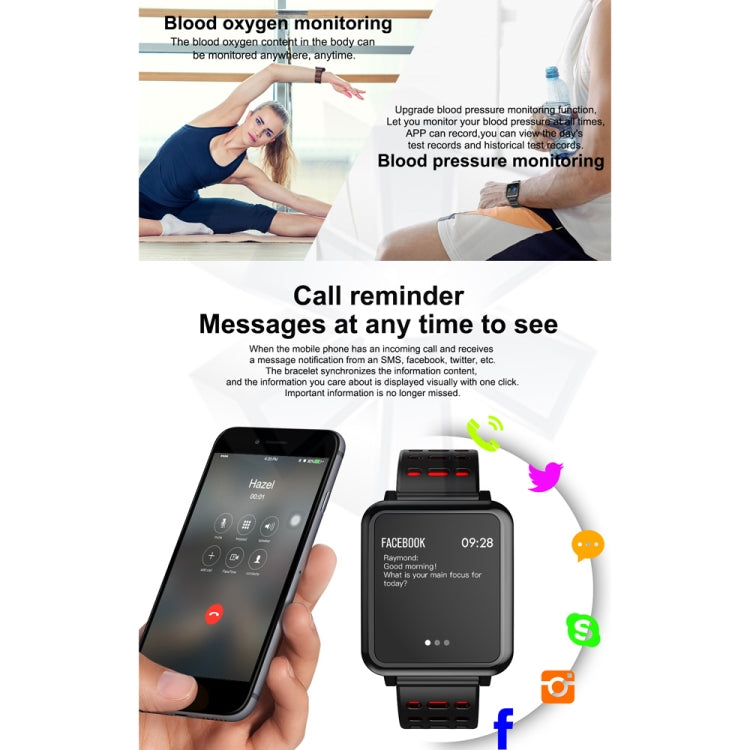 T2 1.3 inches TFT IPS Color Screen Smart Bracelet IP67 Waterproof, Support Call Reminder /Heart Rate Monitoring /Sleep Monitoring /Sedentary Reminder /Blood Pressure Monitoring /Blood Oxygen Monitoring (Red) - Smart Wear by buy2fix | Online Shopping UK | buy2fix