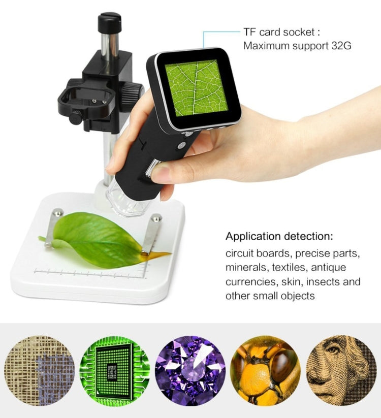 500X Zoom Magnifier 3MP Image Sensor USB Digital Microscope with 2.5 inch Screen & 8 LED & Professional Stand, Support TF Card - Digital Microscope by buy2fix | Online Shopping UK | buy2fix