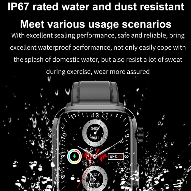 ET210 1.91 inch IPS Screen IP67 Waterproof Leather Band Smart Watch, Support Body Temperature Monitoring / ECG (Brown) - Smart Watches by buy2fix | Online Shopping UK | buy2fix