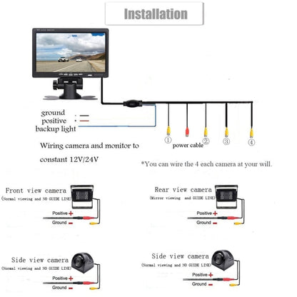 K0164 7 inch HD Car 18 IR Night Vision Rear View Backup Four Cameras Rearview Monitor - In Car by buy2fix | Online Shopping UK | buy2fix