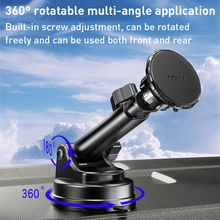 Yesido C160 Suction Cup Type Telescopic Rod Magnetic Car Phone Holder (Black) - Universal Car Holders by Yesido | Online Shopping UK | buy2fix