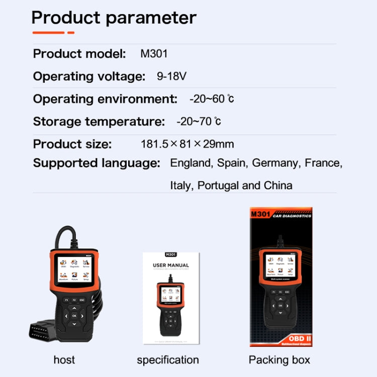 M301 9-18V OBD2 Car Code Reader Scanner Fault Detector - Code Readers & Scan Tools by buy2fix | Online Shopping UK | buy2fix
