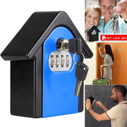 Hut Shape Password Lock Storage Box Security Box Wall Cabinet Safety Box, with 1 Key(Blue) - Security by buy2fix | Online Shopping UK | buy2fix