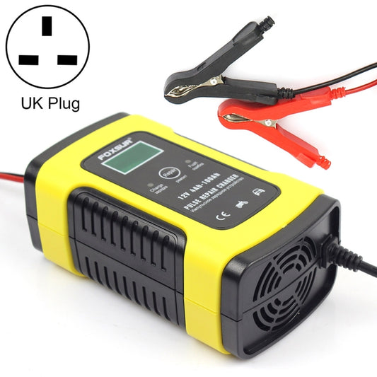 12V 6A Intelligent Universal Battery Charger for Car Motorcycle, Length: 55cm, UK Plug(Yellow) - In Car by FOXSUR | Online Shopping UK | buy2fix