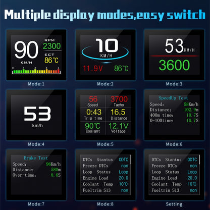 P10 HUD 2.2 inch Car OBD2 Smart Digital Meter with TFT LCD Multi-color, Speed & RPM & Water Temperature & Oil Consumption & Driving Distance / Time & Voltage Display, Over Speed Alarm, Low Voltage Ala ... lometers & Miles Switching, Light Sensor Functions - Head Up Display System by buy2fix | Online Shopping UK | buy2fix