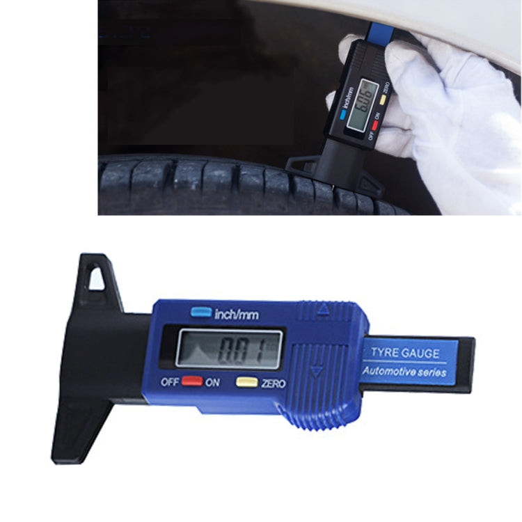 0-25mm Electronic Digital Tread Plan Refinding Rounds Refinding Outcome Exists Tread Tablets Type Gauge Depth Vernier Caliper Measuring Tools(Blue) - In Car by buy2fix | Online Shopping UK | buy2fix