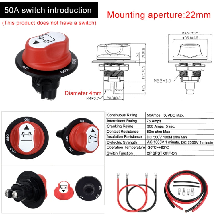 10 AWG Battery Switch Connecting Cable for Car / Motorcycle / Ocean Liner - In Car by buy2fix | Online Shopping UK | buy2fix