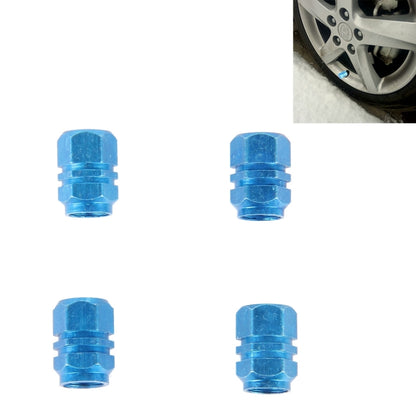 4PCS SA Metal Plated Hexagon Shape Universal Tire Valve Stem Cap(Blue) - In Car by buy2fix | Online Shopping UK | buy2fix