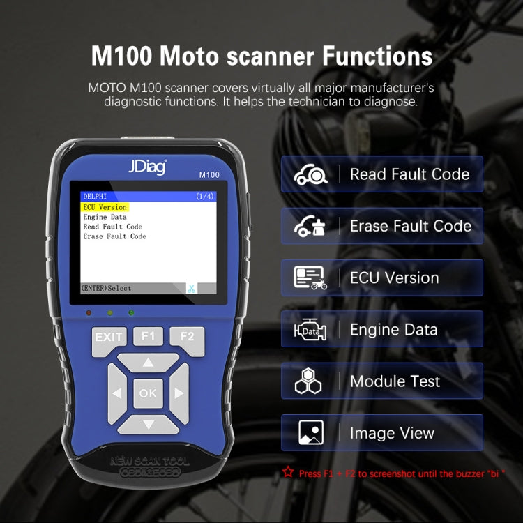 JDiag M100 Motorcycles 2 in1 OBD Scanner Battery Tester, Simplified Version - In Car by buy2fix | Online Shopping UK | buy2fix
