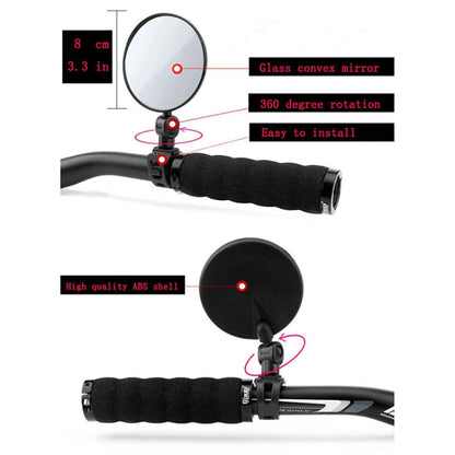 Universal 360 Rotate Adjustable Bicycle Rearview Handlebar Wide-angle Convex Mirror Cycling Rear View Mirror - View Mirrors by buy2fix | Online Shopping UK | buy2fix