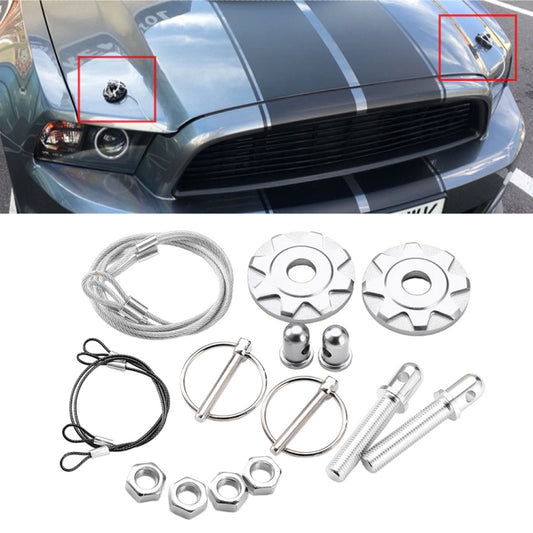 XH-6041 Car Universal Modified Aluminum Alloy Engine Hood Lock Cover(Silver) - In Car by buy2fix | Online Shopping UK | buy2fix