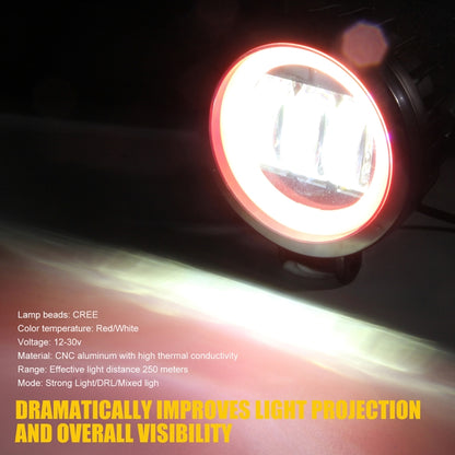 2 PCS Car 4 inch Round Spotlight Work Light with Angel Eyes (Red Light) - In Car by buy2fix | Online Shopping UK | buy2fix