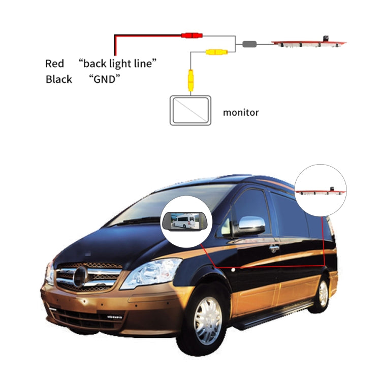 PZ468 Car Waterproof 170 Degree Brake Light View Camera + 7 inch Rearview Monitor for Mercedes-Benz Vito 2016 - In Car by buy2fix | Online Shopping UK | buy2fix