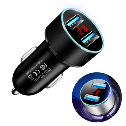 JMG-C016A 5 PCS 5V 3.1A Car Dual USB Charger with LED Display(Black) - Car Charger by buy2fix | Online Shopping UK | buy2fix