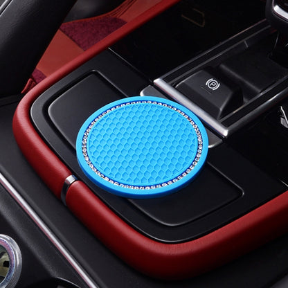 2 PCS Car Diamond Anti-skid Soft Rubber Water Cup Mat(Blue) - In Car by buy2fix | Online Shopping UK | buy2fix