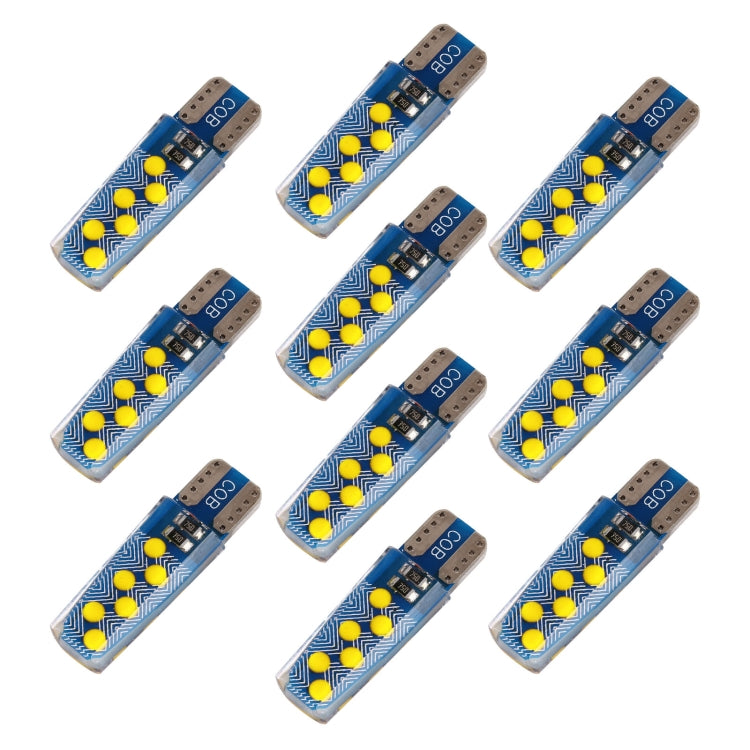 10 PCS T10 DC12V / 1.2W Car Clearance Light 12LEDs COB Lamp Beads (Yellow Light) - In Car by buy2fix | Online Shopping UK | buy2fix