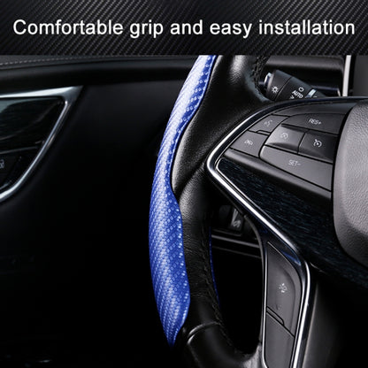 Car Universal Carbon Fiber Texture Leather Steering Wheel Cover (Blue) - In Car by buy2fix | Online Shopping UK | buy2fix