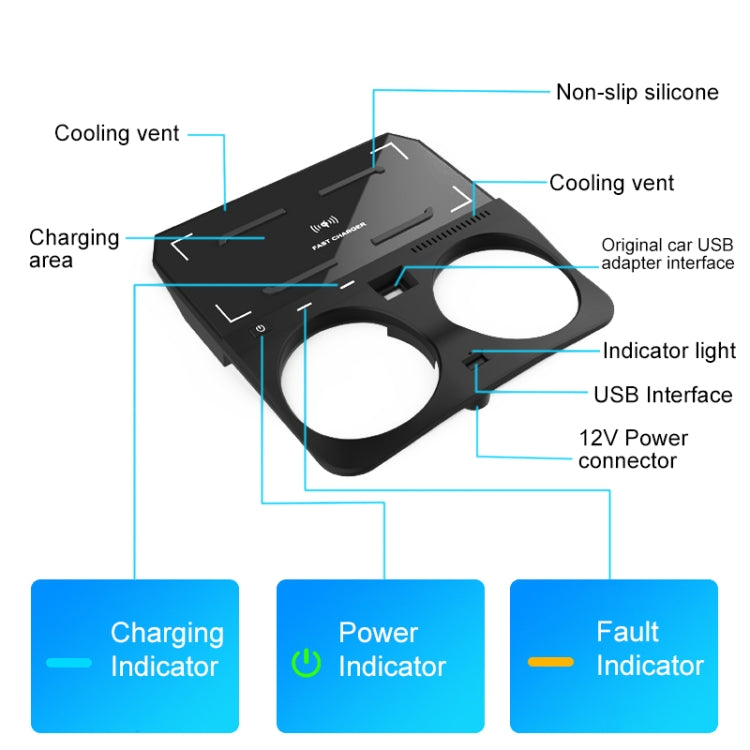 HFC-1018 Car Qi Standard Wireless Charger 10W Quick Charging for BMW X6 2020-2022, Left and Right Driving - In Car by buy2fix | Online Shopping UK | buy2fix