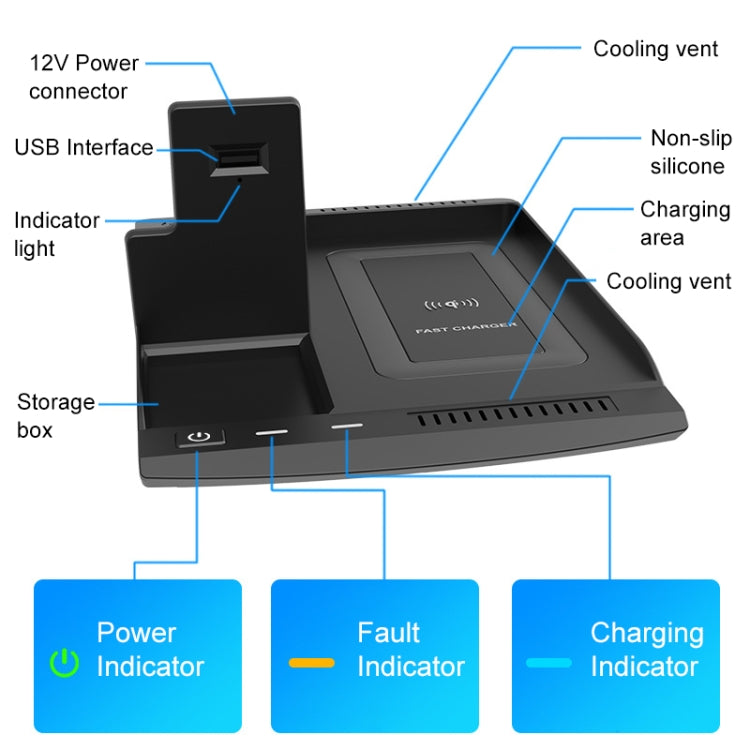 HFC-1006 Car Qi Standard Wireless Charger 10W Quick Charging for Honda Inspire 2018-2022, Left Driving - In Car by buy2fix | Online Shopping UK | buy2fix